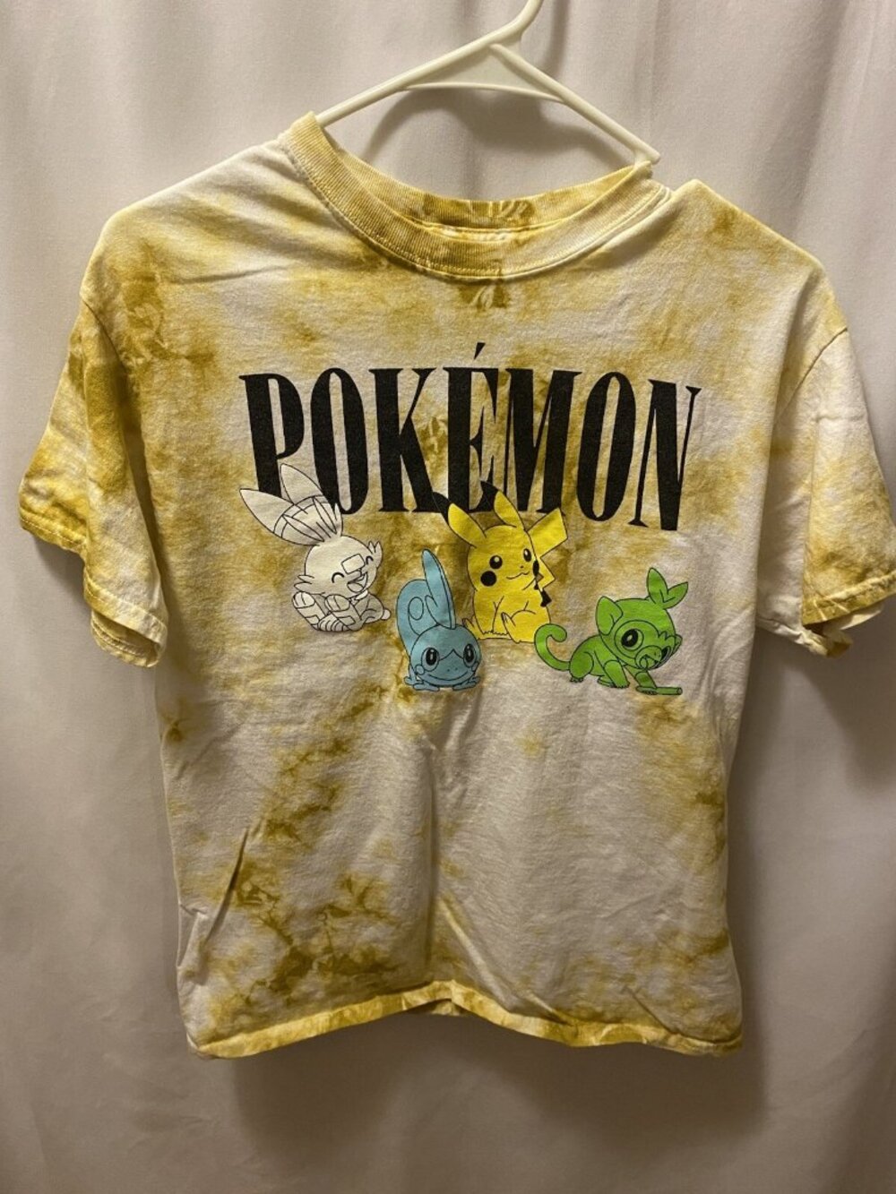 Pokémon Pokemon Anime T Shirt Men Medium 38 40 Pikachu Yellow Tie Dye